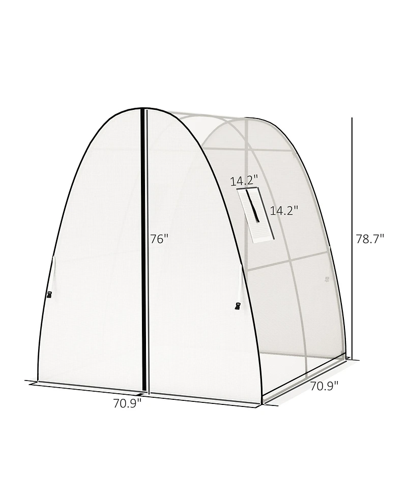 Outsunny Walk-In Hoop House house with bags, 6' x 6' x 6.6',