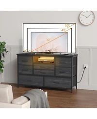 gaomon Tv Stand Dresser for Bedroom with 8 Fabric Drawer & Power Outlet
