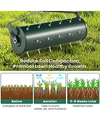 Mecale 21 Inch Manual Lawn Aerator with Detachable Handle Filled with Sand or Stone