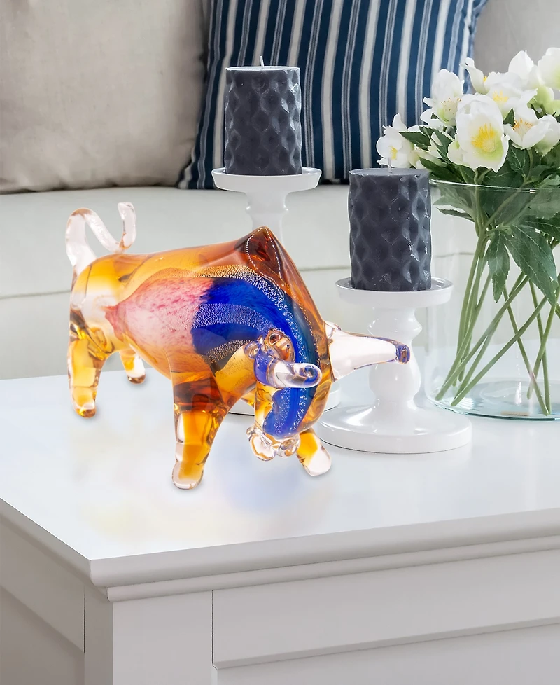 Dale Tiffany 7" Rave Bull Art Glass Figurine