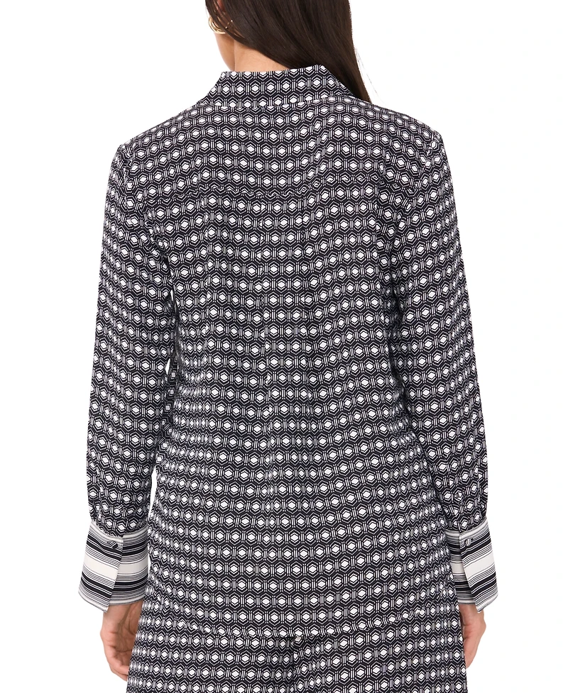 Vince Camuto Women's Printed Long-Sleeve Button-Front Top