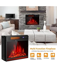 Gymax 25'' Electric Fireplace Recessed 900/1350W Fireplace Heater w/ Remote Control