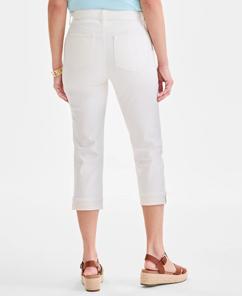 Style & Co Women's Embroidered Mid-Rise Curvy Capri Jeans, Exclusively at Macy's