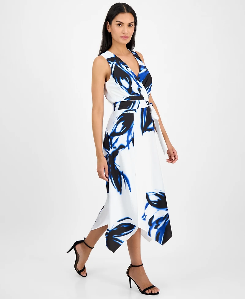 Anne Klein Women's Printed Sleeveless Midi Fit & Flare Dress