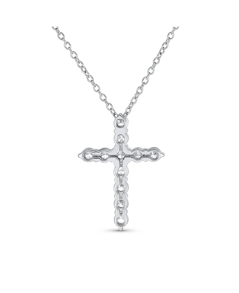 Bling Jewelry Necklace Minimalist Sterling Silver Cross Pendant with Cubic Zirconia