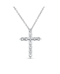 Bling Jewelry Necklace Minimalist Sterling Silver Cross Pendant with Cubic Zirconia