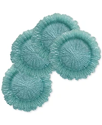 American Atelier Reef Glass Turquoise Charger Plate 13", Set of 4