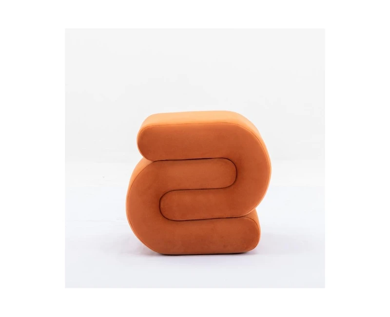 Chic S-Shape Velvet Footstool, Upholstered Makeup Stool, Modern Ottoman for Bedroom, Living Room, and Dressing Area-The Pop Home