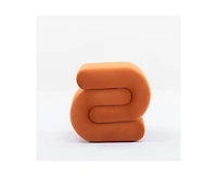 Chic S-Shape Velvet Footstool, Upholstered Makeup Stool, Modern Ottoman for Bedroom, Living Room, and Dressing Area-The Pop Home