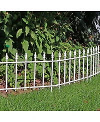 Roman Decorative Garden Fence Panels - Iron Border Fence - 22” W x 18” H Per Panel - White - Set of 5 - 9' Length