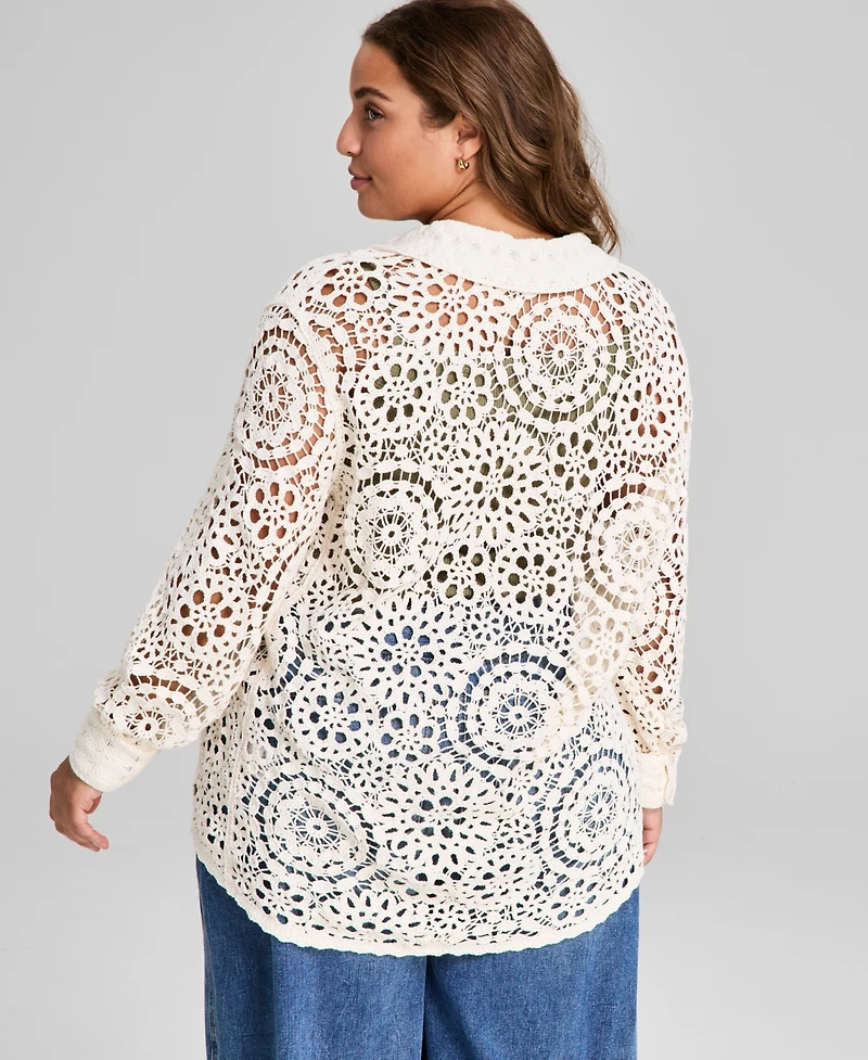 And Now This Plus Size Cotton Crocheted Blouse