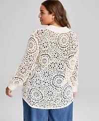 And Now This Plus Size Cotton Crocheted Blouse