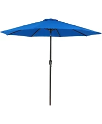 Sunbrella 9-Foot Patio Umbrella with Auto Tilt and Crank - Rust Resistant Aluminum Pole - Pacific Blue