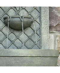 Sunnydaze Decor Rosette Leaf 31-Inch Polystone Outdoor Wall Water Fountain - Electric Submersible Pump - Limestone Stone Finish