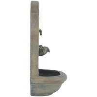 Seaside 27-Inch Polystone Wall-Mounted Solar Fountain - Submersible Pump - Florentine Stone Finish