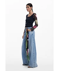 Desigual Women's T-shirt with printed sleeves
