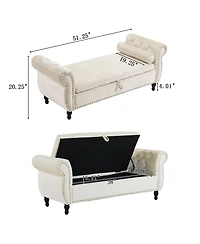 Velvet Storage Ottoman Bench with Pillow, Stylish Footrest and Hidden for Living Room, Bedroom, or Entryway-The Pop Home