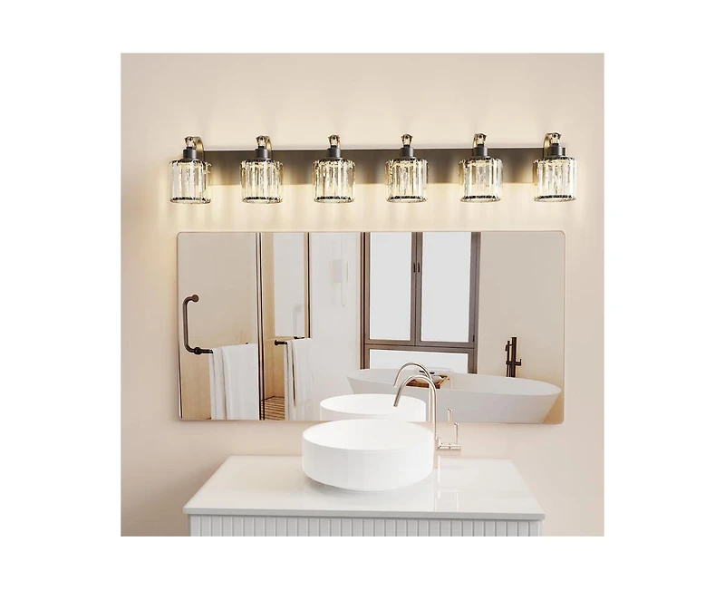 gaomon Modern Crystal Bathroom Vanity Lights Black Bathroom Light Fixtures Crystal Vanity Shower Lights Over Mirror
