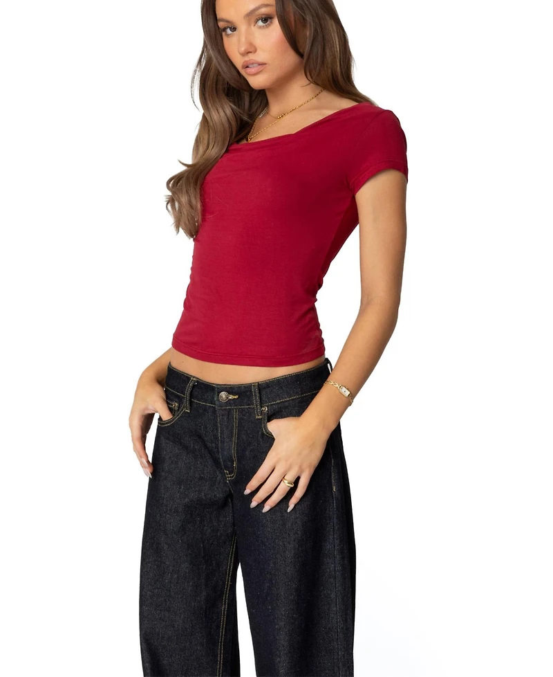 Edikted Womens Javi Cowl Neck Top