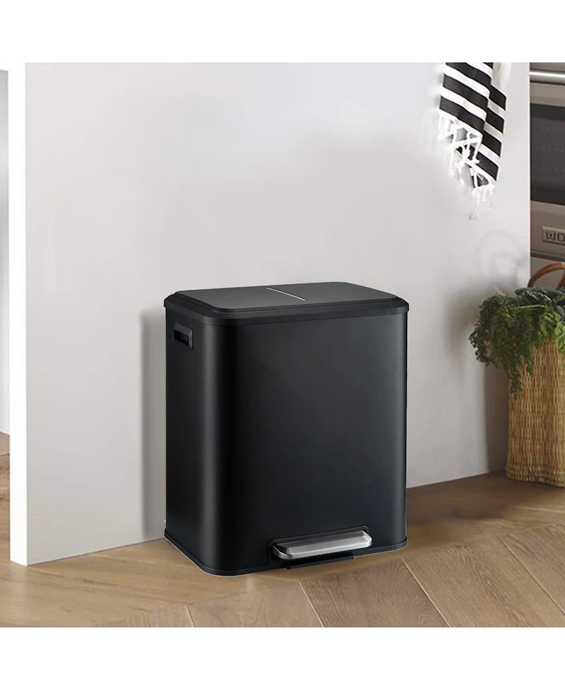 gaomon 30 Liter / 8 Gallon Rectangular Hands-Free Dual Compartment Recycling Kitchen Step Trash Can