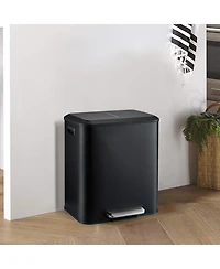 gaomon 30 Liter / 8 Gallon Rectangular Hands-Free Dual Compartment Recycling Kitchen Step Trash Can