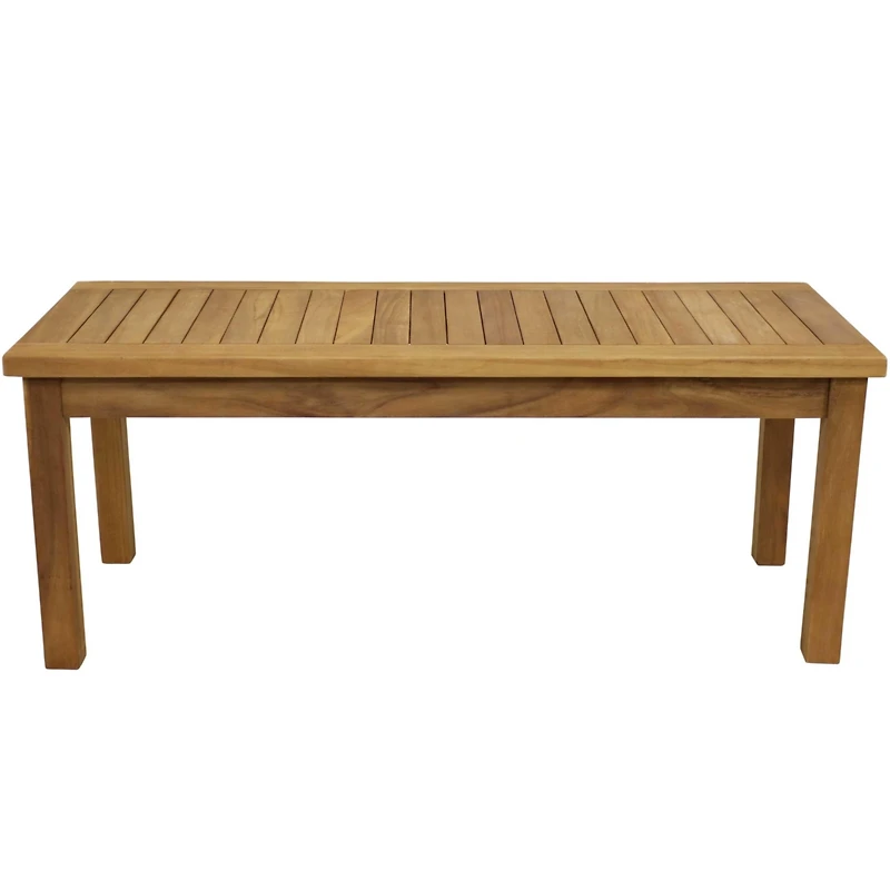 45-Inch Solid Teak Rectangular Outdoor Coffee Table - Patio Coffee Table for Outside - Light Brown Wood Stain Finish