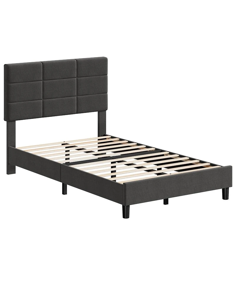 gaomon Twin Size Bed Frame with Adjustable Headboard, Linen Upholstered Twin Platform Bed Frame