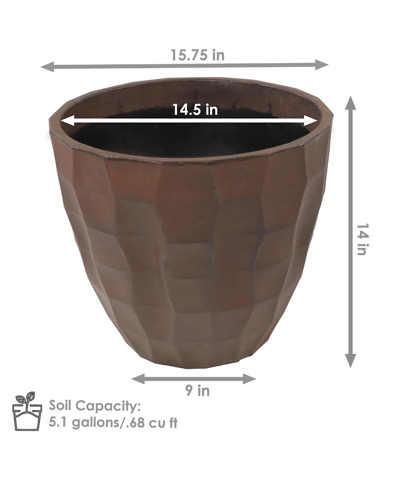 Indoor/Outdoor Pebbled Polyresin Flower Pot Planter - 16"