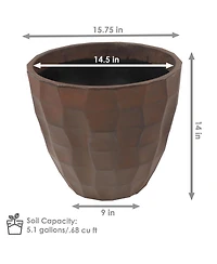 Indoor/Outdoor Pebbled Polyresin Flower Pot Planter - 16"