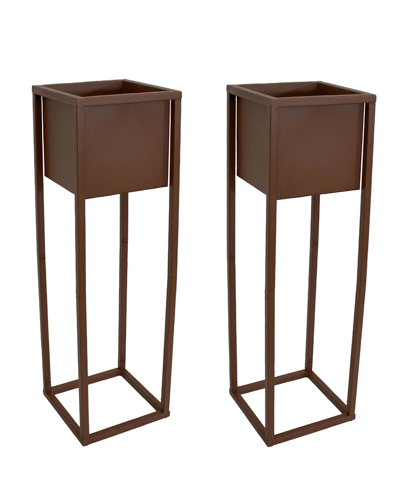 Modern Simplicity 8.25" Square Cold-Rolled Steel Outdoor Elevated Planter