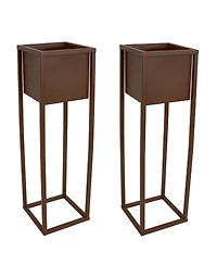 Modern Simplicity 8.25" Square Cold-Rolled Steel Outdoor Elevated Planter