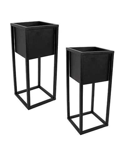 Modern Simplicity 8.25" Square Cold-Rolled Steel Outdoor Elevated Planter