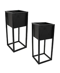 Modern Simplicity 8.25" Square Cold-Rolled Steel Outdoor Elevated Planter
