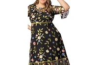 Kiyonna Plus Wildflower Embroidered Floral Mesh Dress