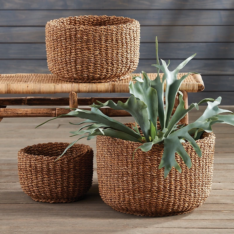 Seagrass Cylindrical Baskets Set of 3