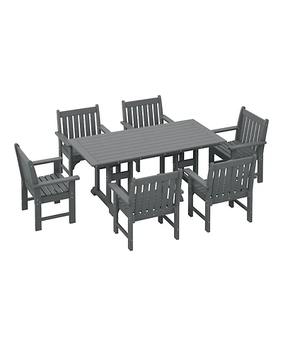 WestinTrends 7-Piece Hdpe Outdoor Dining Patio Table and Chairs Set