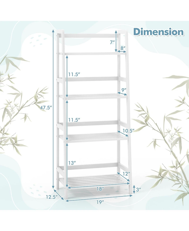 Gouun 47.5 Inch 4-Tier Multifunctional Bamboo Bookcase Storage Stand Rack
