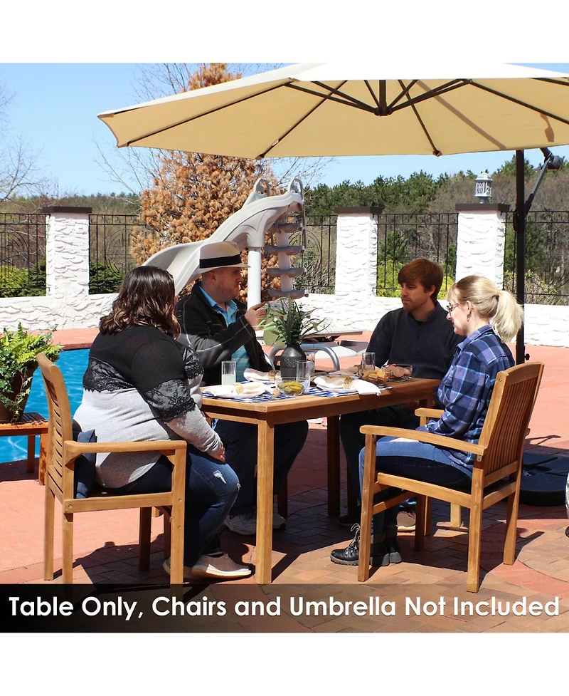 Outdoor Solid Teak Wood with Stained Finish Rectangular Patio Dining Table - 48" - Light Brown