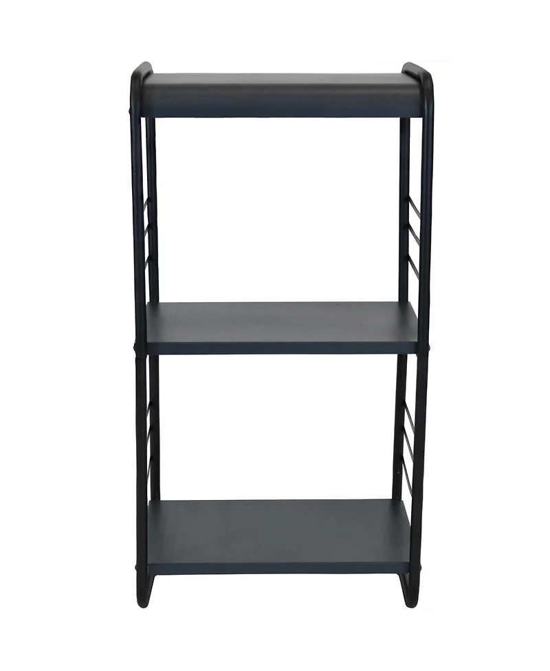 Indoor/Outdoor Iron and Steel Modern Rounded Edge Fire Pit or Fireplace Firewood Log Rack Storage -36" - Black