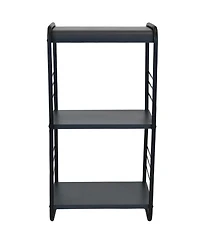 Indoor/Outdoor Iron and Steel Modern Rounded Edge Fire Pit or Fireplace Firewood Log Rack Storage -36" - Black
