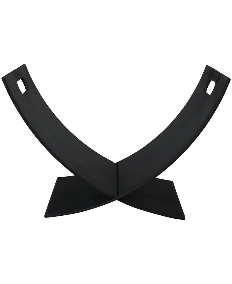 Small Powder-Coated Steel Outdoor Firewood Log Rack - 30" - Black