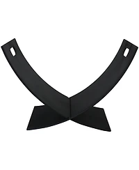 Small Powder-Coated Steel Outdoor Firewood Log Rack - 30" - Black