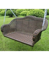 Slickblue Resin Wicker Porch Swing with Sturdy 4-ft Hanging Chain for Easy Setup