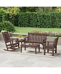 WestinTrends 5-Piece Hdpe Outdoor Patio Furniture Couch and Rocking Chair Set