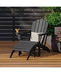WestinTrends 2-Piece Outdoor Patio Hdpe Adirondack Chair With Ottoman and Cup Holder Set