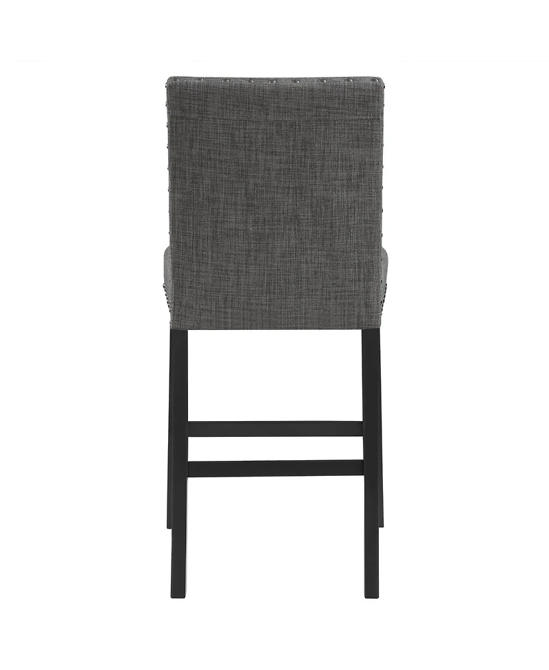 Bar Stools Set of 2, Nailhead Trim, Transitional Style with Upholstered Seat-The Pop Home