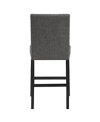 Bar Stools Set of 2, Nailhead Trim, Transitional Style with Upholstered Seat-The Pop Home