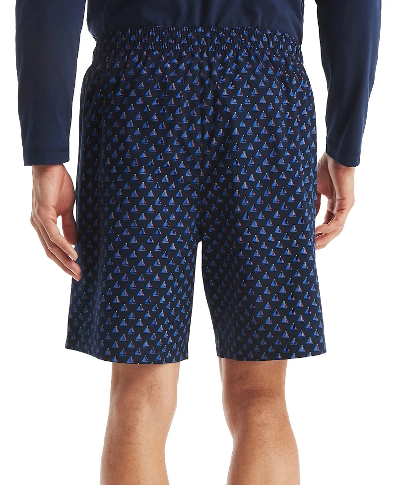 Nautica Men's Sailboat Print Poplin 8" Sleep Shorts