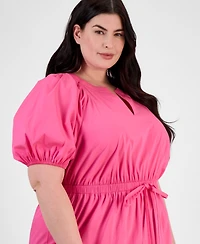 Anne Klein Plus Size Puff-Sleeve Tiered Midi Dress