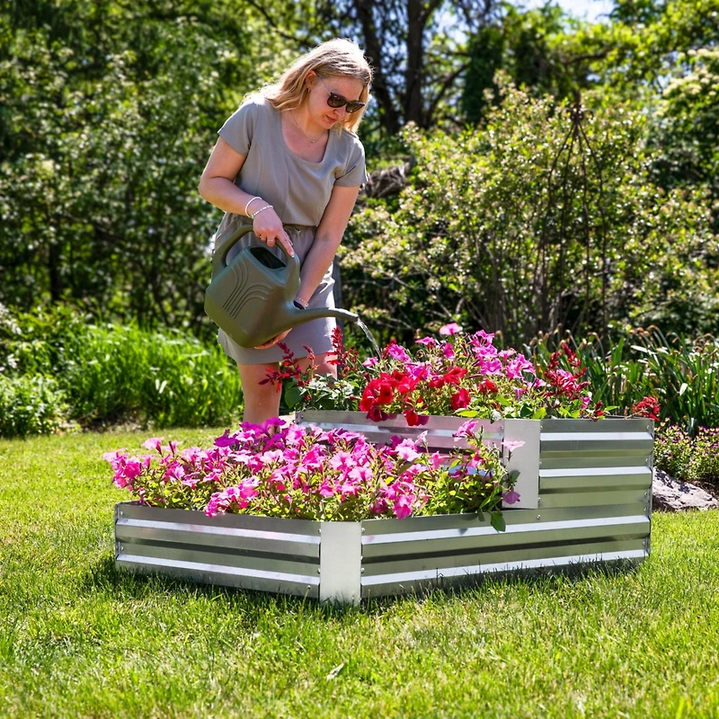 2-Tier Galvanized Steel Raised Garden Bed - 17.75" H